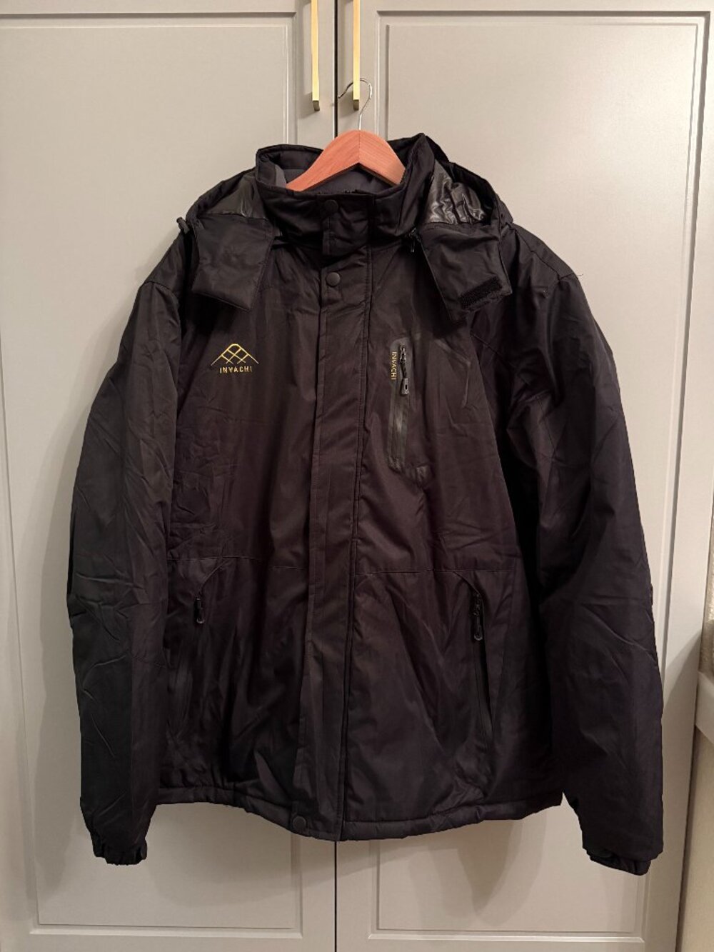 Invachi Black Winter Waterproof Mountain Jacket with Hood NWOT